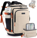 LOVEVOOK Travel Backpack for Women & Men, 40L TSA Approved Carry On Backpack with 3 Packing Cubes, Waterproof Weekender Overnight Bag, Business Travel Essentials, Beige-Black-Orange