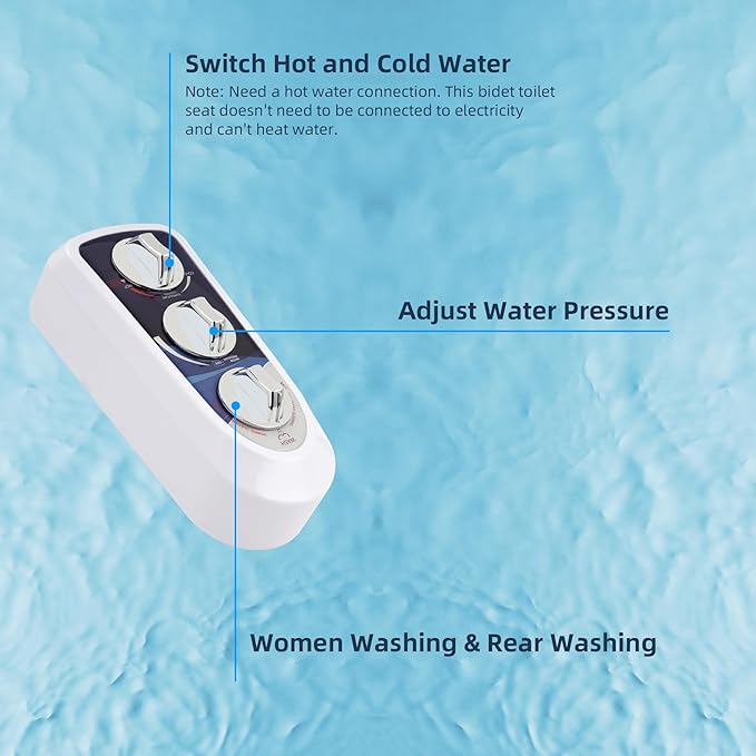 Hibbent Bidet Attachment for Toilet with Self Cleaning Dual Nozzle, Hot and Cold Water Spray Non-Electric Mechanical Toilet Seat Bidet for Rear or Female Washing Sanitizing, Blue