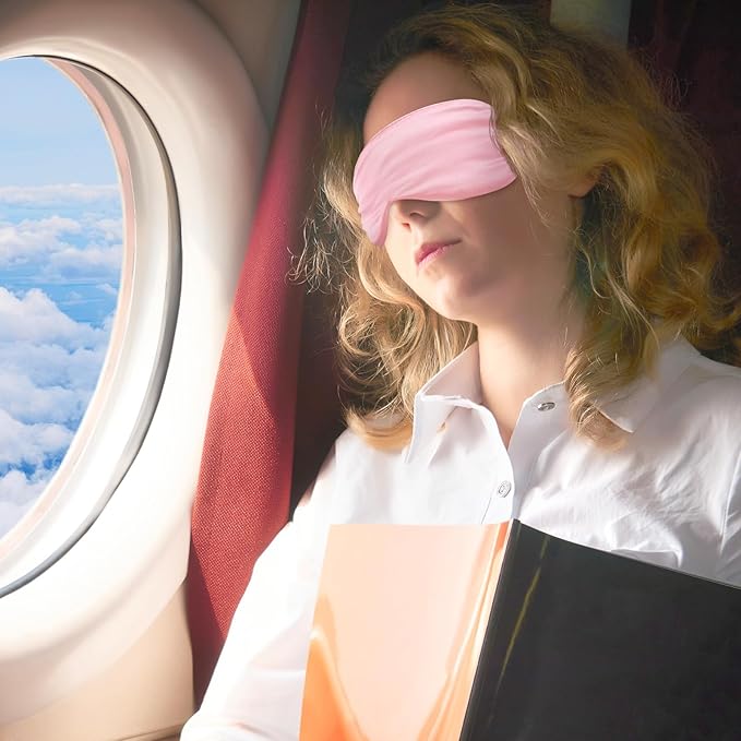 2 Pack Sleep Mask Silk Eye Mask Cover for Sleeping, Soft Satin Blindfold with Elastic Strap, Blocks Light and Reduces Puffy Eyes, Comfortable Night Sleeping Mask for Women Men (Black&Pink)