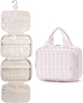 Narwey Hanging Toiletry Bag for Women Travel Makeup Bag Organizer Toiletries Bag for Travel Size Essentials Accessories Cosmetics (Pink Flower Buds (Medium))