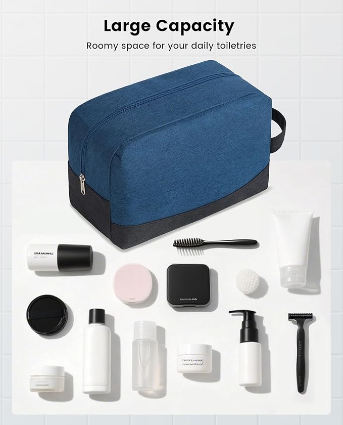 Vorspack Travel Toiletry Bag - Water Resistant Dopp Kit Large Travel Bag for Toiletries, Accessories - Navy Blue