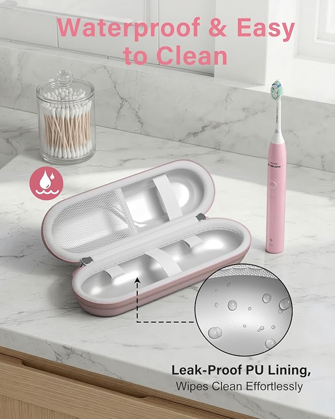ProCase Toothbrush Travel Case for Oral-B/Oral-B Pro 1000 1500 5000 7000 7500 6000 9600/ Phlips Sonicare 4100 5100 1100 6100 5300 Oral-B iO Electric Toothbrush Portable Hard Container -Pink