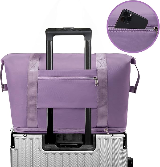 ZGWJ Travel Tote Bags, Expandable Overnight Weekender Bag for Women Foldable Carry-On | Expandable, Overnight, Foldable, Carry-On