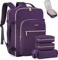 LOVEVOOK Travel Backpack for Women & Men 40L,Airline Approved Carry On Backpack Travel Essentials,TSA Carry on Luggage,Waterproof Personal Item Travel Bag,Suitcase with 3 Packing Cubes,Dark purple