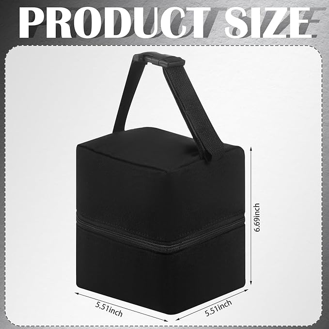 Shinylin 1 Pcs Travel Neck Pillow Bag 5.51 x 5.51 x 6.69 Inches Black Canvas Carrying Case with Handle & Quick Clasp Attaches to Luggage Backpacks for Airplane Train Journey