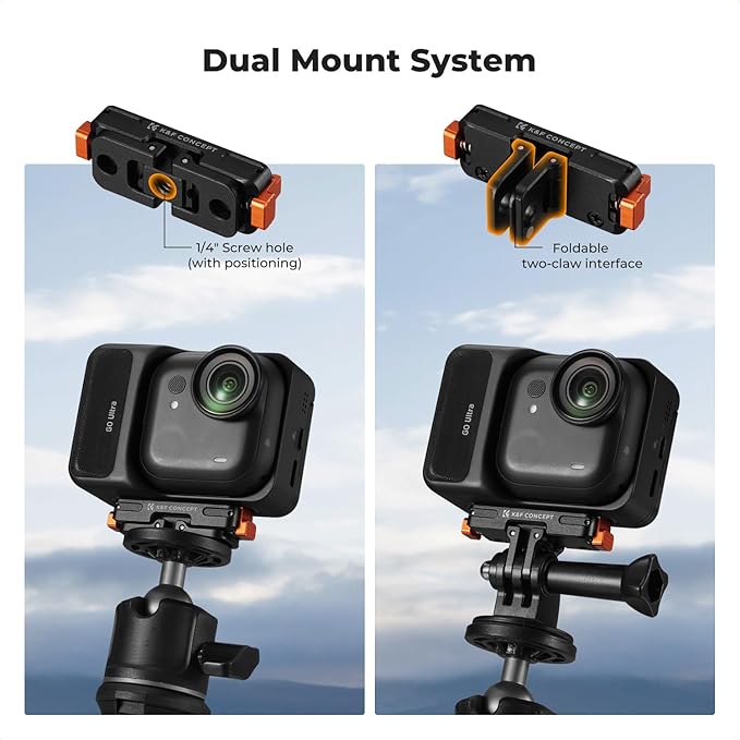 K&F CONCEPT Magnetic Quick Release Adapter Mount Compatible with Insta360 GO Ultra, Expansion Base Stand with 1/4 Screw Hole/Foldable Connector for Tripod, Selfie Stick, Action Camera Accessories