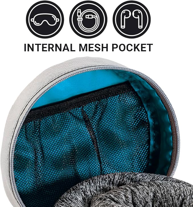 Universal Travel Pillow Packer, Compatible with Most U-Shaped Memory Foam Neck Pillows, Roll to Fit, Perfect for Airplane, Bus, Car, and Train Journey, Travel Essentials, Blue