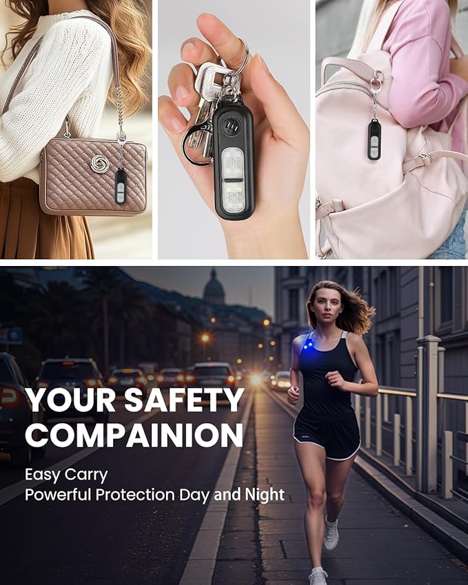 ELECPOW 130 dB Personal Alarms,Key Chain & Wearable Clip Alarm for Women Self Defense,Running & Travel Rape Alarm for Women Loud for College Girls Kids Extra Loud Siren -3 Strobe Lights