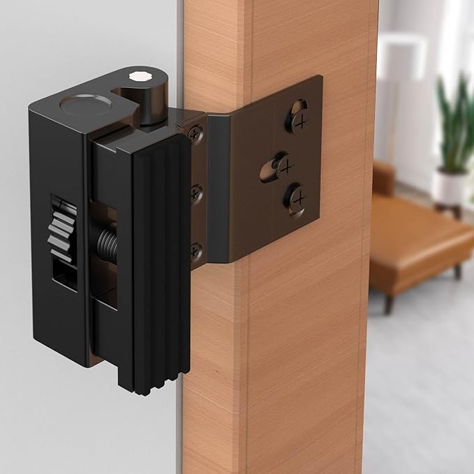 Door Reinforcement Lock 800lbs Security Lock, Heavy Duty Aluminum Alloy Deadbolt For Inward Swinging Doors, Anti-Kick Home Safety With 8 Screws For Apartment, Bedroom, Hotel (1, Black - Screw-mounted)
