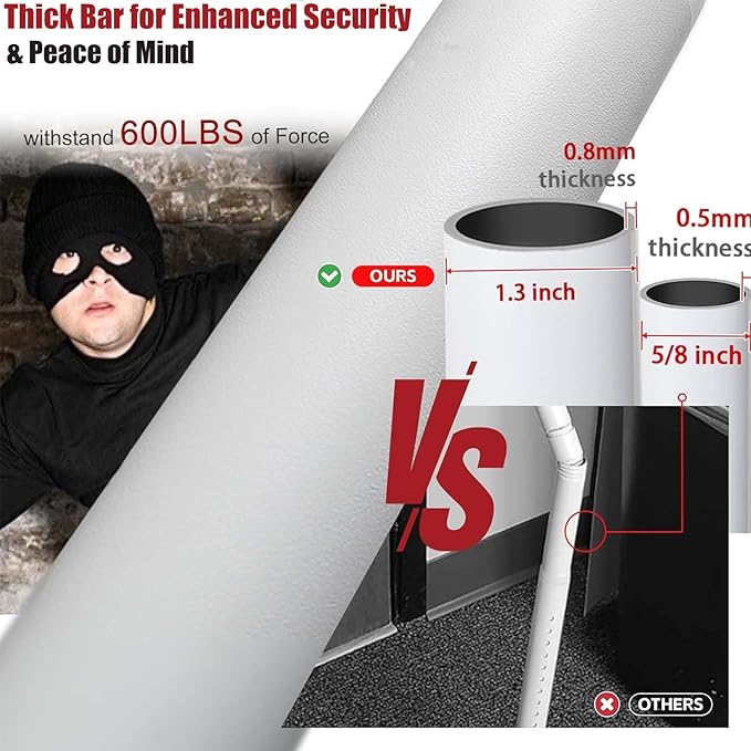 2 Pack Door Security Bar – Anti-Slip 600LB Heavy Duty Door Stopper Jammer Stick, Adjustable 24.5-50.7'',Portable Travel Safety Lock Blocker for Home, Apartment, Hotel, Front & Sliding Doors