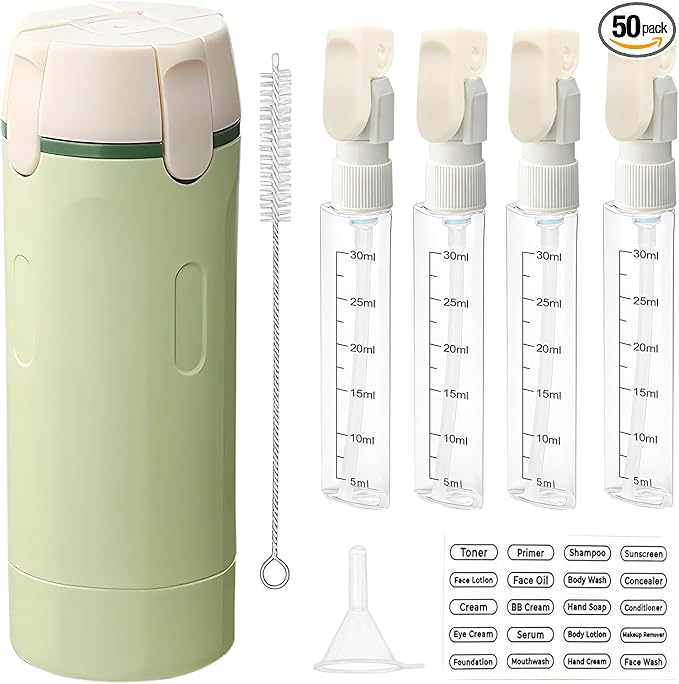4 in 1 Travel Dispenser Bottles Refillable,Travel Shampoo and Conditioner Bottles，No Spill Space Saving Compact,for Vacation Business Trip