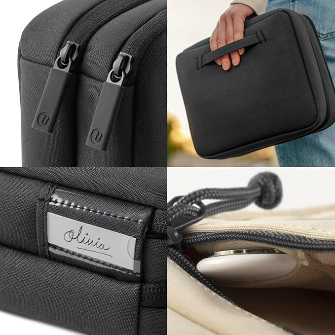UT Wire Folio Max Double Layer Tech Gear Pouch for Personal, Family, Work Travel Cable Organizer for Electronic Essentials, Chargers & Tech Accessories, with Label Identification in Black