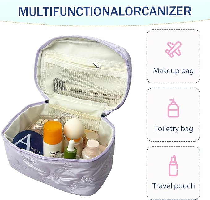 Makeup Bag Toiletry Bag for Women, Waterproof Material with Handle, Can Accommodate Toiletries, Makeup Brush Accessories（Purple）