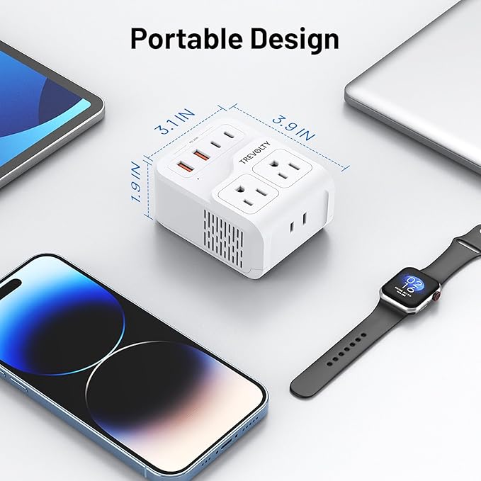 7-in-1 European Travel Plug Adapter, 2000W Universal Travel Adapter with 3 AC Sockets, 2 USB-A & 2 USB-C (PD 20W) Ports, Travel Essentials International Power Adapter for UK/EU/China/Japan