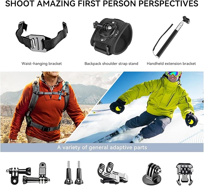50 in 1 Action Camera Accessory Kit Compatible with Gopro Hero 12 11 10 9, DJI OSMO 4 3 2, Insta360 X3 X2 GO 3, SJCAM, DBPOWER, Campark, Sony Sports DV