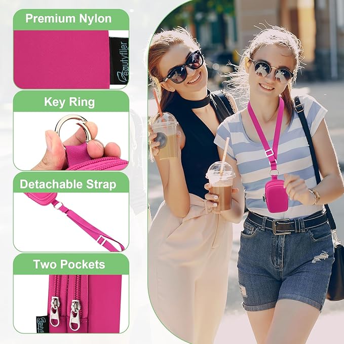 Beautyflier Double Pockets Hand Sanitizer Spray Case for Touchland Power Mist and Glow Mist 1FL OZ, Zipper Pouch for Hand Sanitizer Spray Bottle, with Extra Removable Neck Strap, Fits Travel