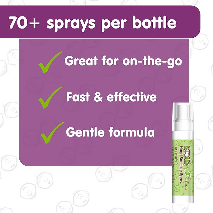 Boogie Kids Hand Sanitizer Spray for Babies &Toddlers, Great for Diaper Bags and Backpacks, Plant Based Alcohol, Made With Aloe & Sunflower Seed Oil, 3 Count (Pack of 1)