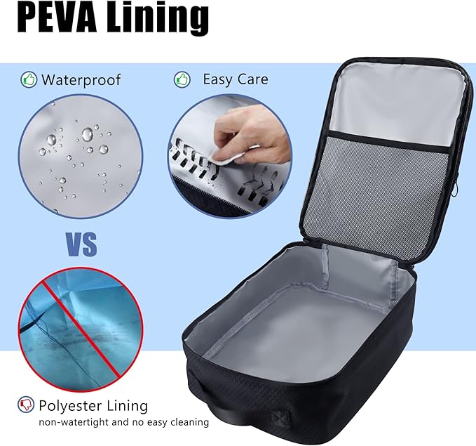 Aosbos 2 Layers Shoe Bags for Travel with Trolley Sleeve Portable Shoe Storage Pouch Shoe Packing Cubes with Structure, Honeycomb Black