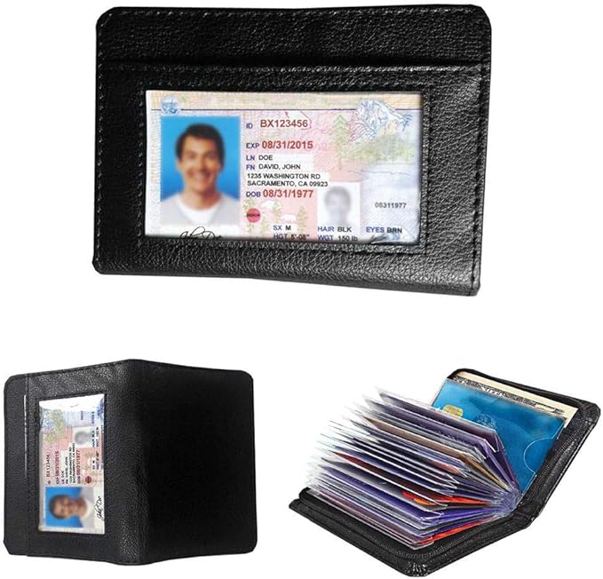 Credit Card Holder Wallet RFID Blocking Leather Wallet for Men and Women with Zipper, Huge Storage Capacity