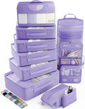 Veken 10 Set Packing Cubes for Travel Essentials, Suitcase Organizer Bags in 4 Sizes, Carry-On Luggage Accessories with Large Laundry Bag & Passport Holder, Must-Have for Airplane, Road Trip & Camping