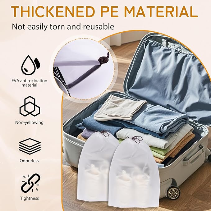 Shoe Bags for Travel, 15.7" x 11.8" Travel Shoe Bags for Packing, Large Waterproof Portable Travel Shoe Storage Bags Travel Essentials Women for and Men (5, White)
