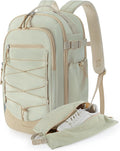 BAGSMART Carry On Travel Backpack, 17 Inch Large Travel backpack Carry On Flight Approved, Anti-theft Personal Item Backpack Travel Bag With Shoe Bag, 30L Water Resistant Casual Daypack, Beige