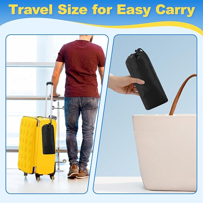 Airplane Foot Hammock for Plane Travel, Detachable Bamboo Airplane Foot Rest for Long Flight, Desk Foot Hammock Travel Essentials with Extended Adjustable Strap to Relax Your Feet - 2 Pack