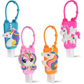 Refillable Travel Bottles Containers, 4 Pack Hand Sanitizer Travel Size Holder with Empty Silicone Bottles Case Keychain Carrier, Leak Proof Portable Bottle for Liquid Soap, Lotion (Unicorn)
