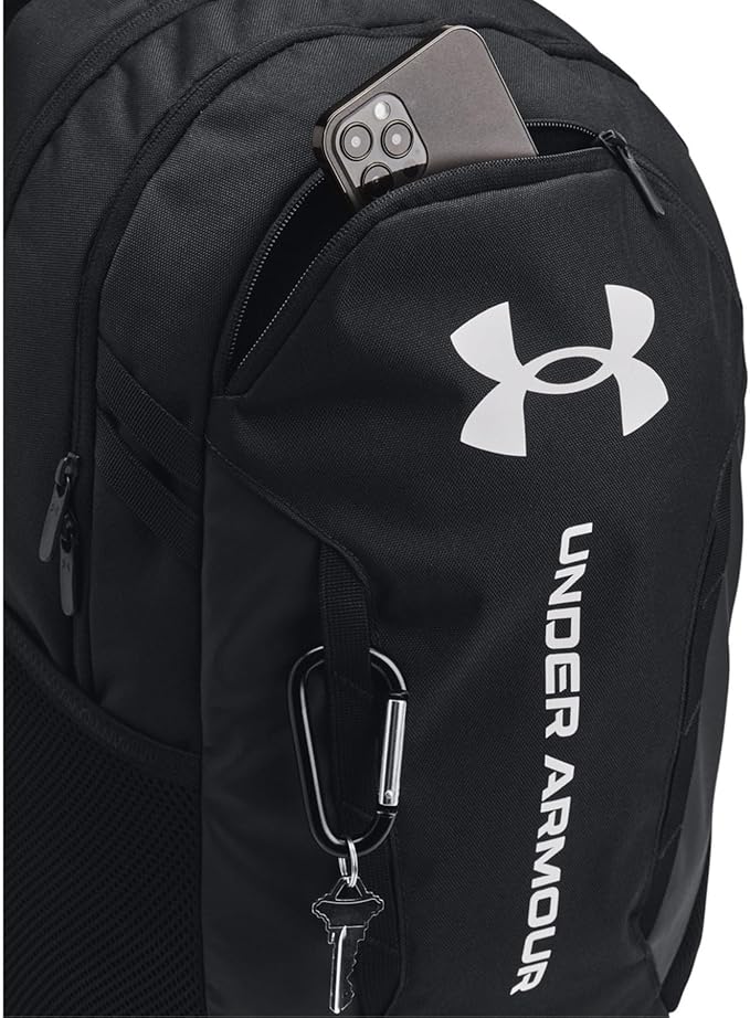Under Armour Unisex-Adult Hustle 6.0 Backpack, (002) Black/Black/White, One Size Fits Most