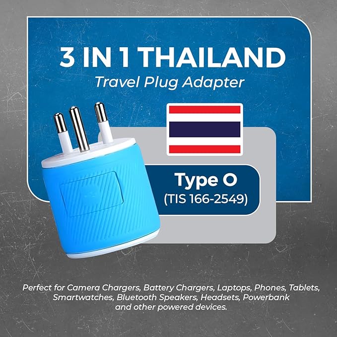 OREI Thailand Travel Plug Adapter with Dual USB - USA Input - Type O (U2U-18), Will Work with Cell Phones, Camera, Laptop, Tablets, iPad, iPhone and More