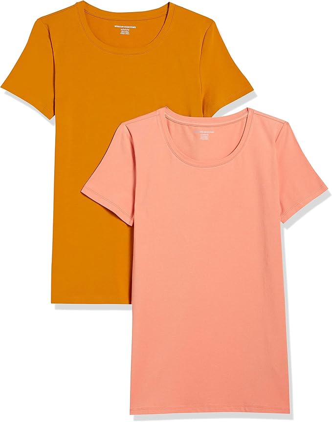 Amazon Essentials Women's Regular-Fit Short-Sleeve T-Shirt (Crewneck and V-Neck Options), Multipacks