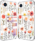 Compatible with iPhone 17 Air Case Card Holder for Women Cute Design,Wallet Phone Cases Transparent Cool Kawaii Protective (Clear Flowers Leaves)