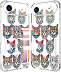 Compatible with iPhone 17 Air Case Card Holder for Women Cute Design,Wallet Phone Cases Transparent Cool Kawaii Protective (Clear Tattoo Cats Animal)