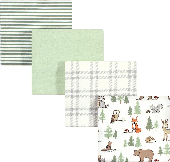Hudson Baby Unisex Baby Cotton Flannel Receiving Blankets, Forest Animals, One Size