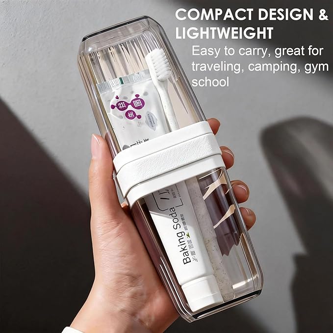 Travel Toothbrush Holders: 2-in-1 Toothbrush and Toothpaste Travel Case with Rinse Cups for Men Women, Compact Dustproof Toothbrush Holder for Traveling, Camping, Trip, School, Bathroom