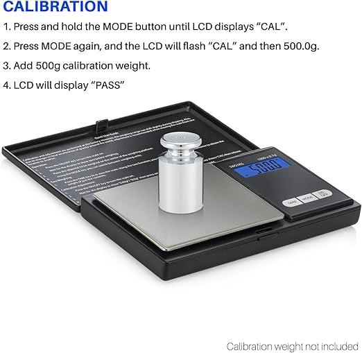 Smart Weigh Digital Pocket Scale – 1000g x 0.1g Precision – Ideal for Jewelry, Food, Herbs, and Medicine – Stainless Steel Platform with Protective Cover – Black (Battery Included)