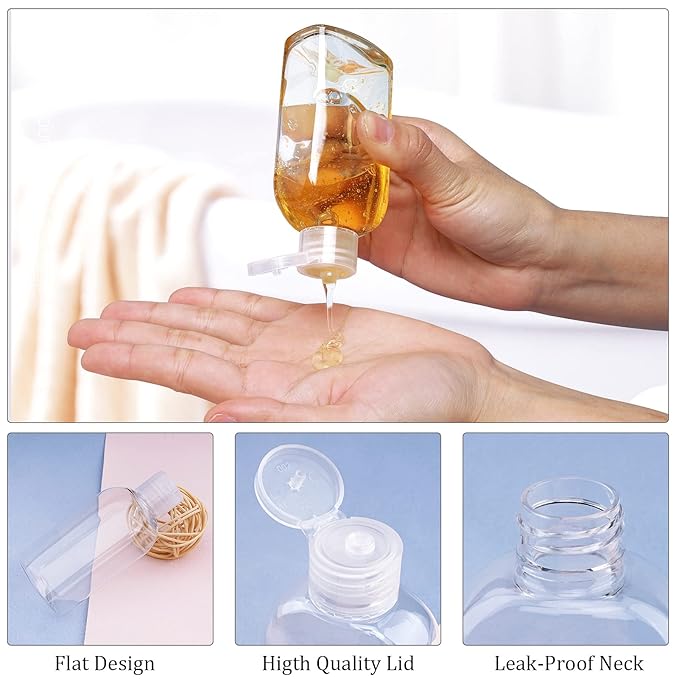 GIMS 5-Pack 3.4 oz TSA-Approved Travel Bottles with Flip Cap, Leak-Proof Containers and Clear Toiletry Bag