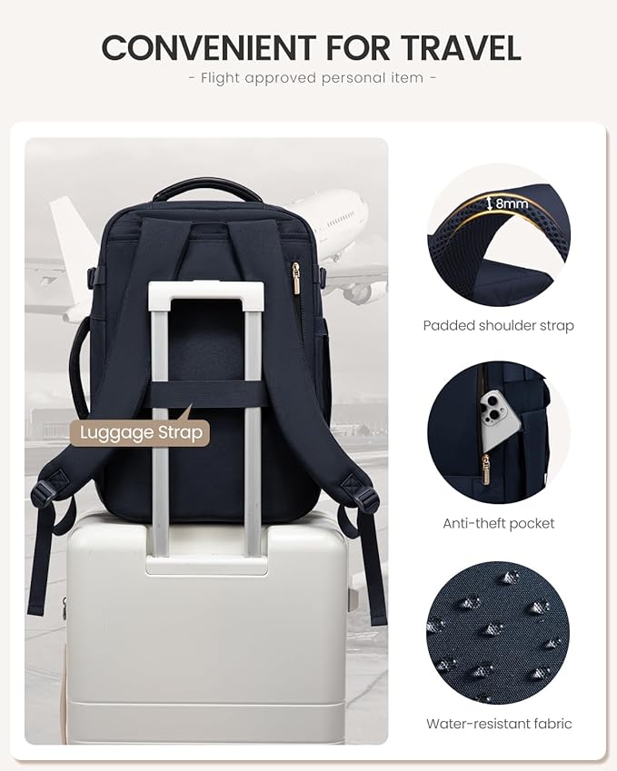 LOVEVOOK 40L Travel Backpack for Women Men, Large Carry on Backpack for Airplanes TSA Personal Item Travel Bag fits 15.6" Laptop, Waterproof Weekender Essentials Airline Approved with 2 Packing Cubes