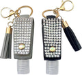 2 Pcs 1oz Bling Travel Bottle Case with Keychain, Travel Bottles for Alcohol, Hand Soap, Refillable Containers Portable