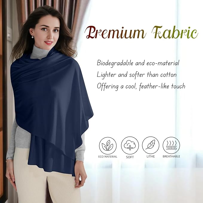 VENVSBEE Shawl Wraps for Women - Soft Silky Lightweight Travel Scarf and Airplane Essentials Accessory