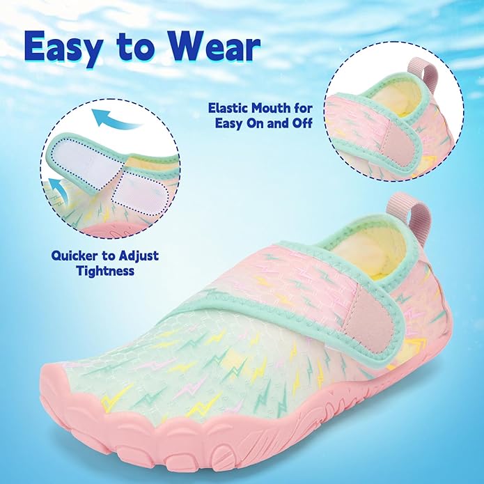 Kids Water Shoes Boys Girls - Wide Toe Box Quick Dry Barefoot Shoes Breathable Non Slip Aqua Athletic Sneakers for Swim Beach Pool Kayak Hiking Sand Walking Travel Essentials (Little Kid/Big Kid)