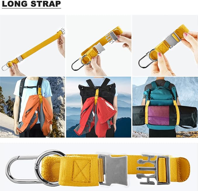 ZINZ Elastic Jacket Gripper Travel Strap with D-Ring Hooks and Buckle, Suitcase Straps Belts Travel Accessories, Makes Your Hands Free