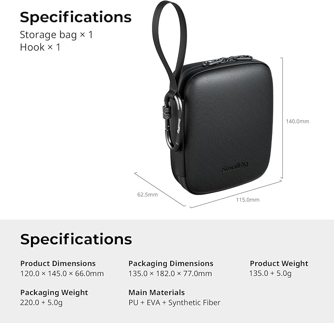 SMALLRIG Action Camera Bag for DJI Osmo Action 6/5 Pro, Camera Case can hold 4 TF cards, 2 Batteries, 1 Action Camera with Cage and 1 Adapter, for GoPro Hero 13/12/11/10, for Insta360 Ace Pro 2-5917