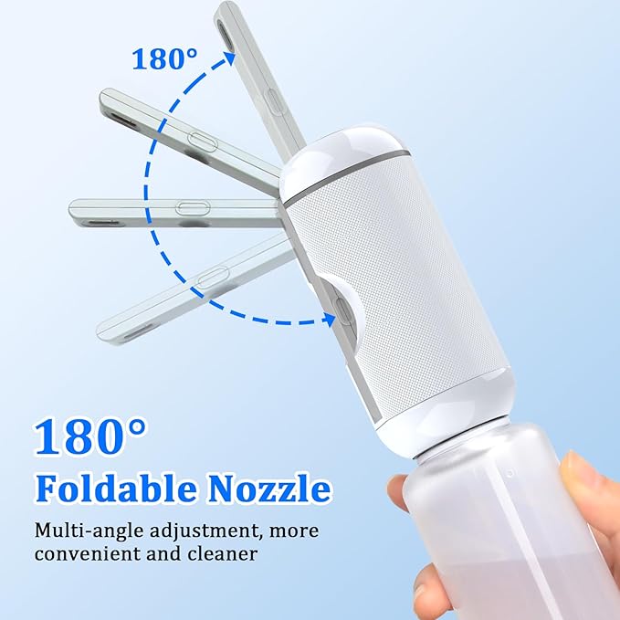 Portable Bidet for Travel, Rechargeable Travel Bidet Sprayer Fits Various Sizes of Water Bottles, Waterproof High Pressure Handheld Bidet for Women Men Personal Hygiene, White