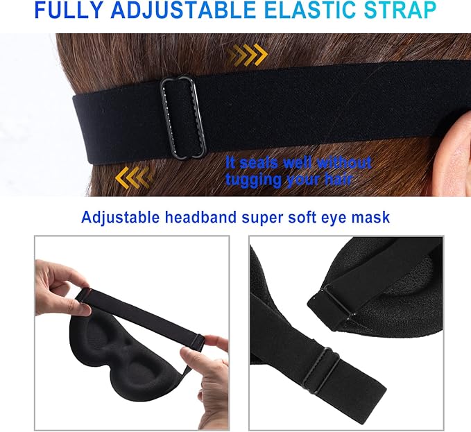 3D Sleep Mask, 100% Blackout 3D Contoured Sleep Eye Mask, Comfortable & Super Soft Sleeping Mask with Adjustable Straps for Women, Men, Sleeping Travel Yoga Naps (Colorful - Pack of 1)