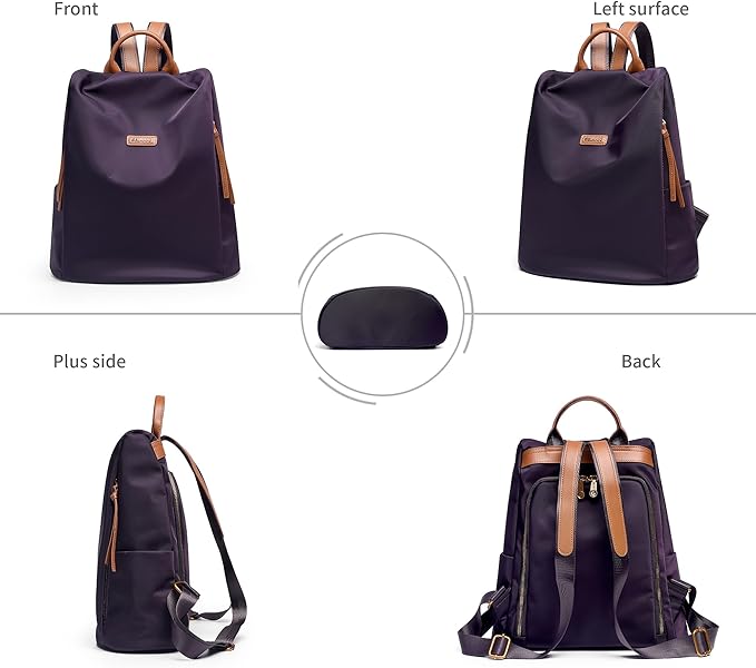 Women's Backpack Purse Nylon Anti-theft Casual Water Resistant Lightweight Small Shoulder Bags 2026 for Travle Cute Fashion Camping Bag for Work Daily Going Out Dackpack Ladies Dark Purple