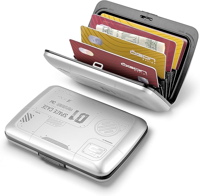 ÖGON -DESIGNS- Aluminum card holder with metal lock, RFID protection against fraud and demagnetization, compact wallet, Smart Case OSLO model