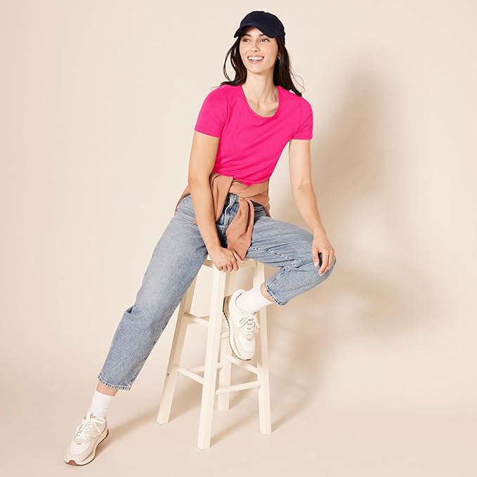 Amazon Essentials Women's Regular-Fit Short-Sleeve T-Shirt (Crewneck and V-Neck Options), Multipacks