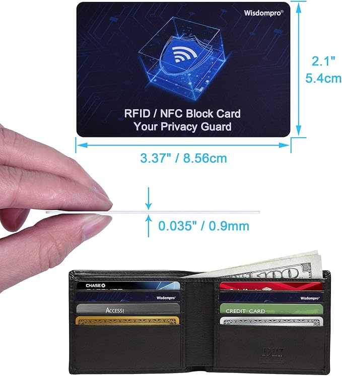 Wisdompro RFID Blocking Cards, 6 Pack Contactless NFC Bank Debit Credit Card Passport Protector Blocker for Men & Women, Entire Wallet & Purse Shield - Blue