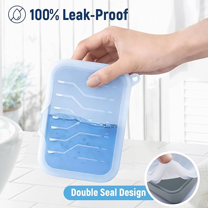 Leakproof Silicone Travel Soap Case: Compact Portable Bar Soap Case with Drainage Layer & Upgraded Lid - 2026 Travel Essentials for Camping, Gym, Shower & Carry-on Bags (Gray)